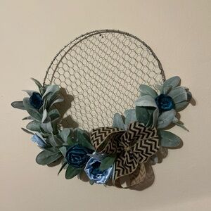 Decorative Wreath with Blue and Green Accents